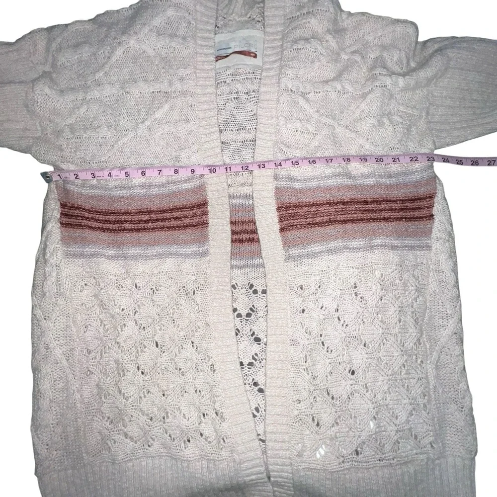 Anthropologie Pilcro Jemma Cable-Knit‎ Open Cardigan Women Size XS/S Beige Wool